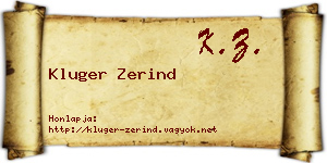 Kluger Zerind névjegykártya